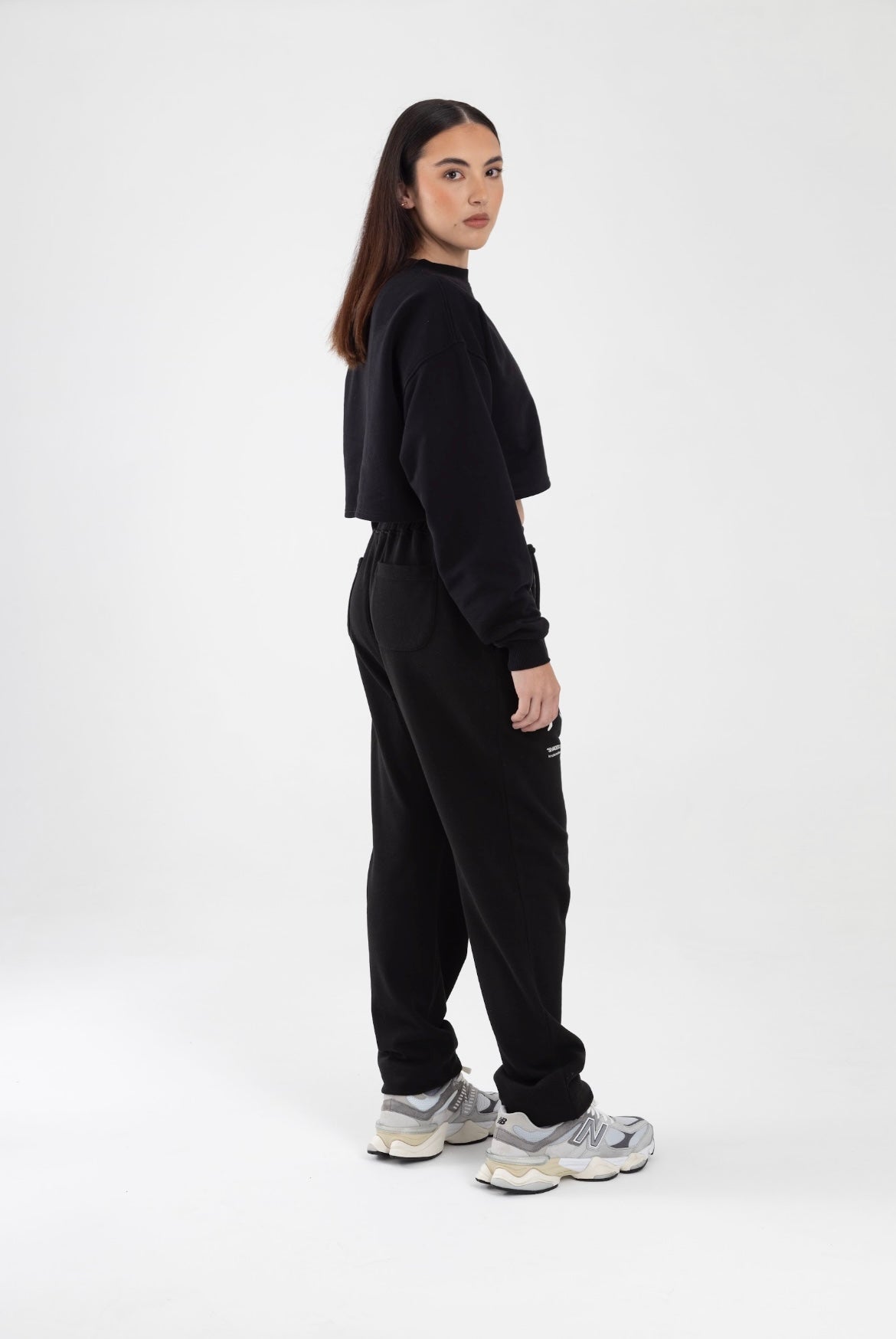 Blue Mines Black Crewneck Cropped