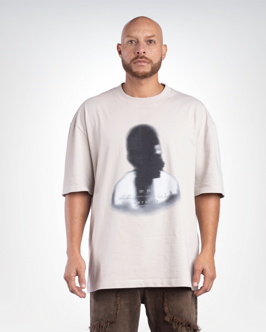 Blurred Face Oversize Gray T-Shirt