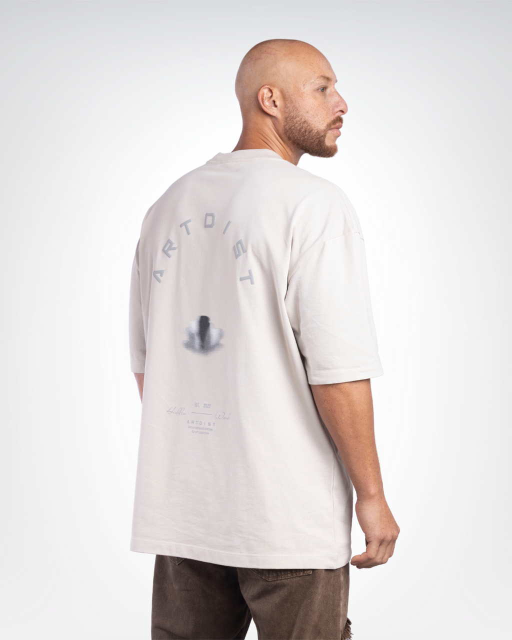 Blurred Face Oversize Gray T-Shirt