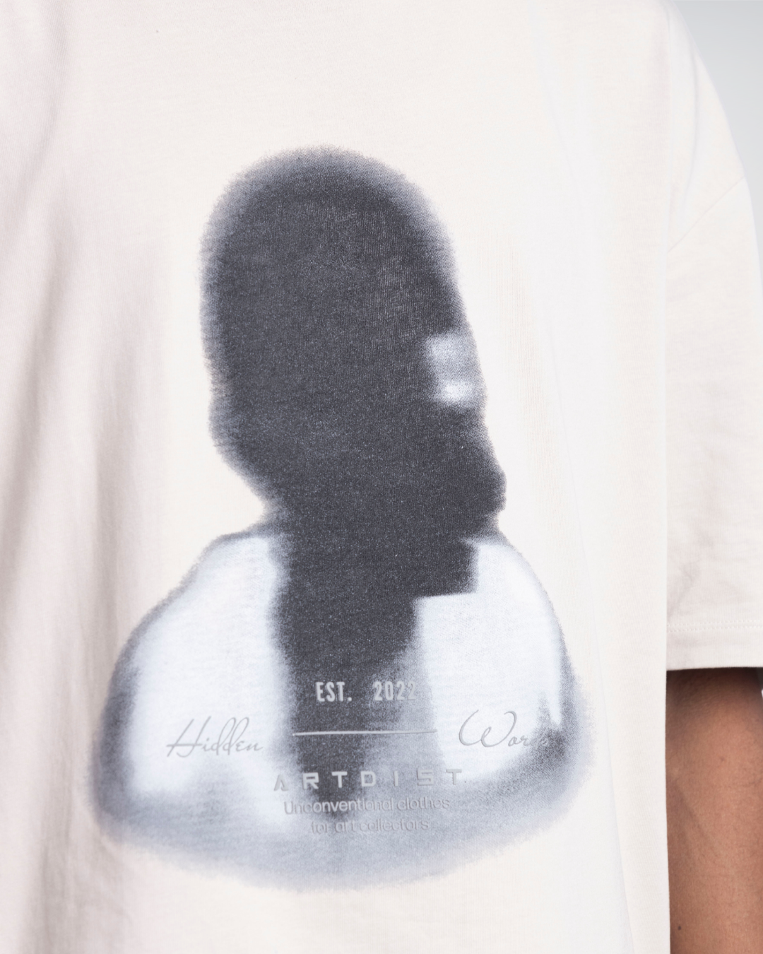 Blurred Face Oversize Gray T-Shirt