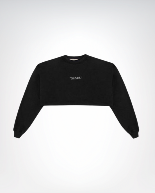 Blue Mines Black Crewneck Cropped