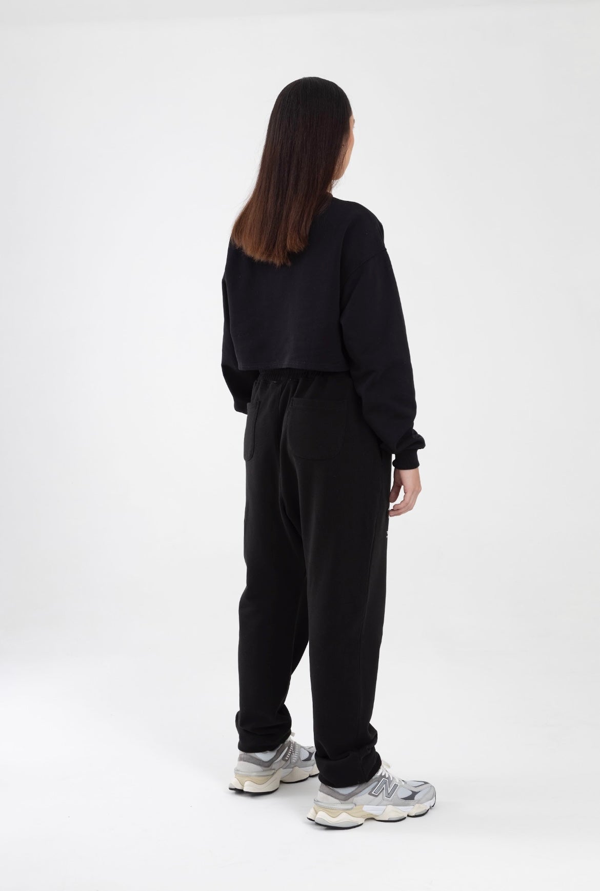 Blue Mines Black Crewneck Cropped