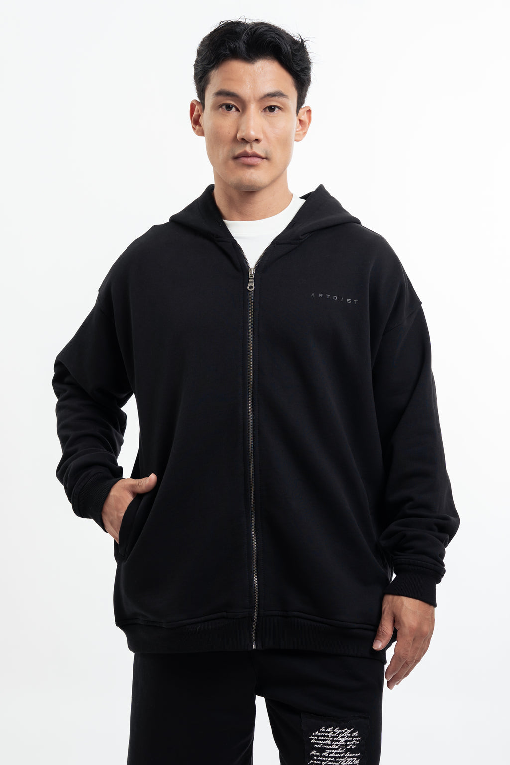 Caoba Black Zipper Hoodie
