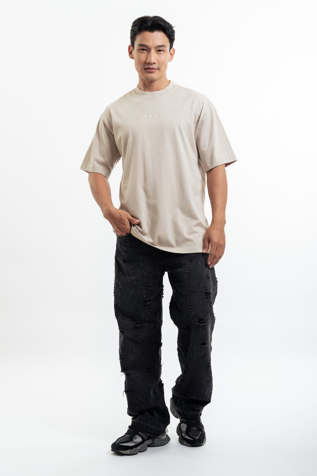 Column Sand Semioversized Fit T-Shirt