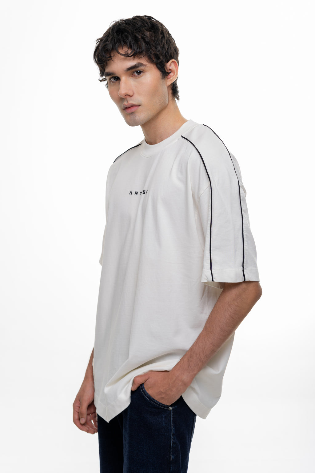 Cut Ivory Semioversized Fit T-Shirt