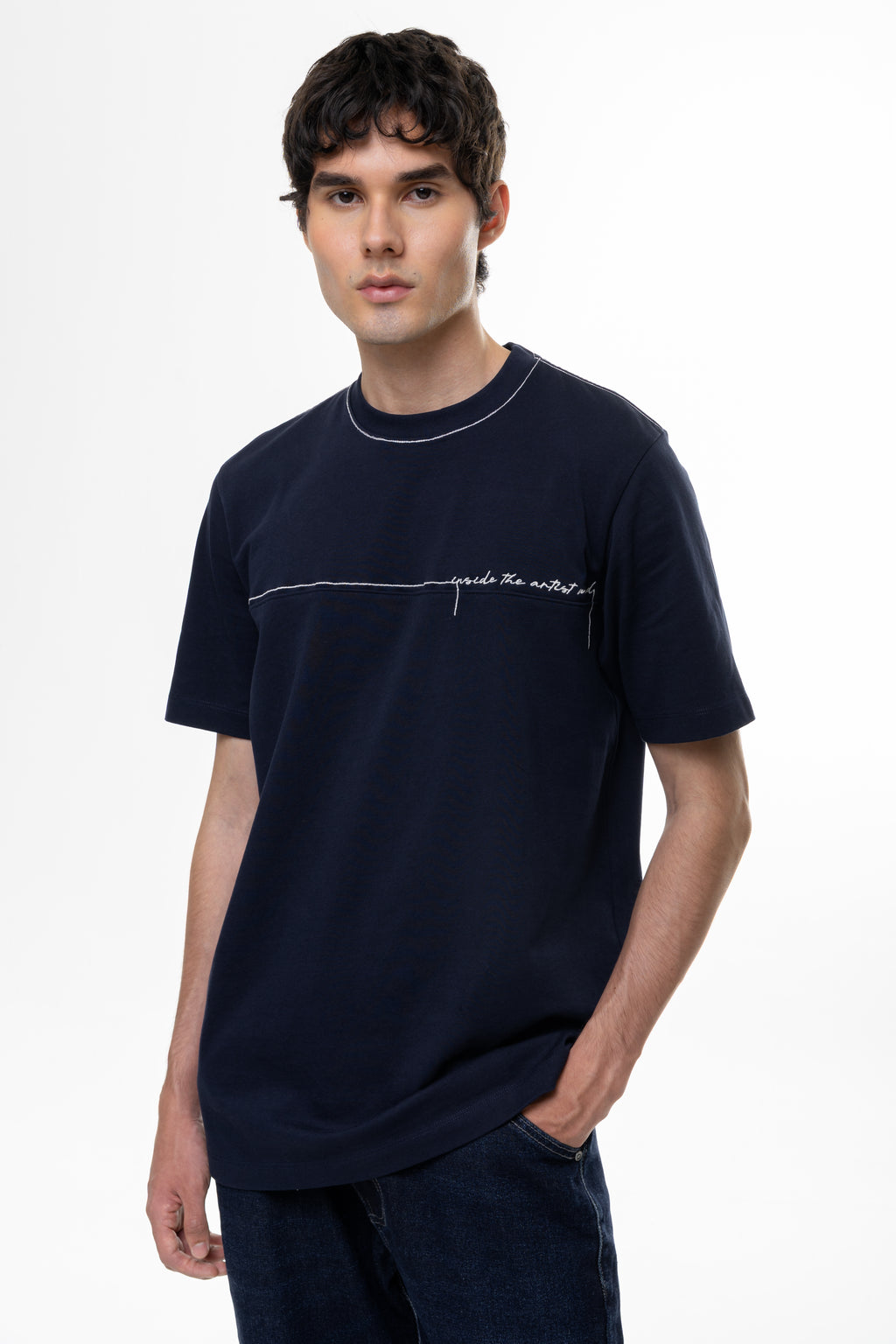 Stroke Navy Regular Fit T-Shirt