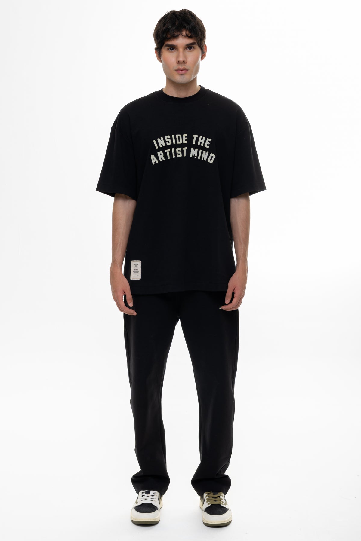 Mind Black Semioversized Fit T-Shirt