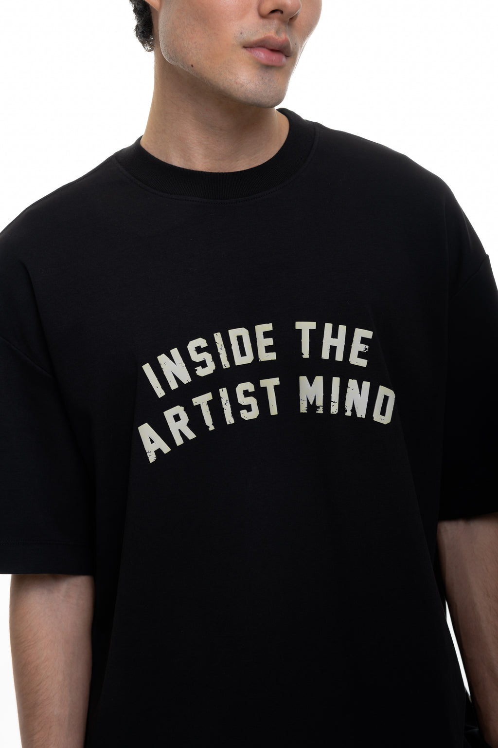 Mind Black Semioversized Fit T-Shirt
