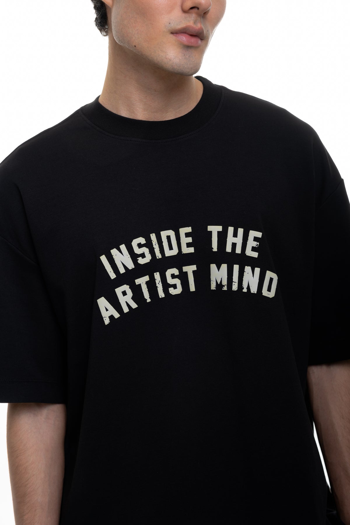 Mind Black Semioversized Fit T-Shirt